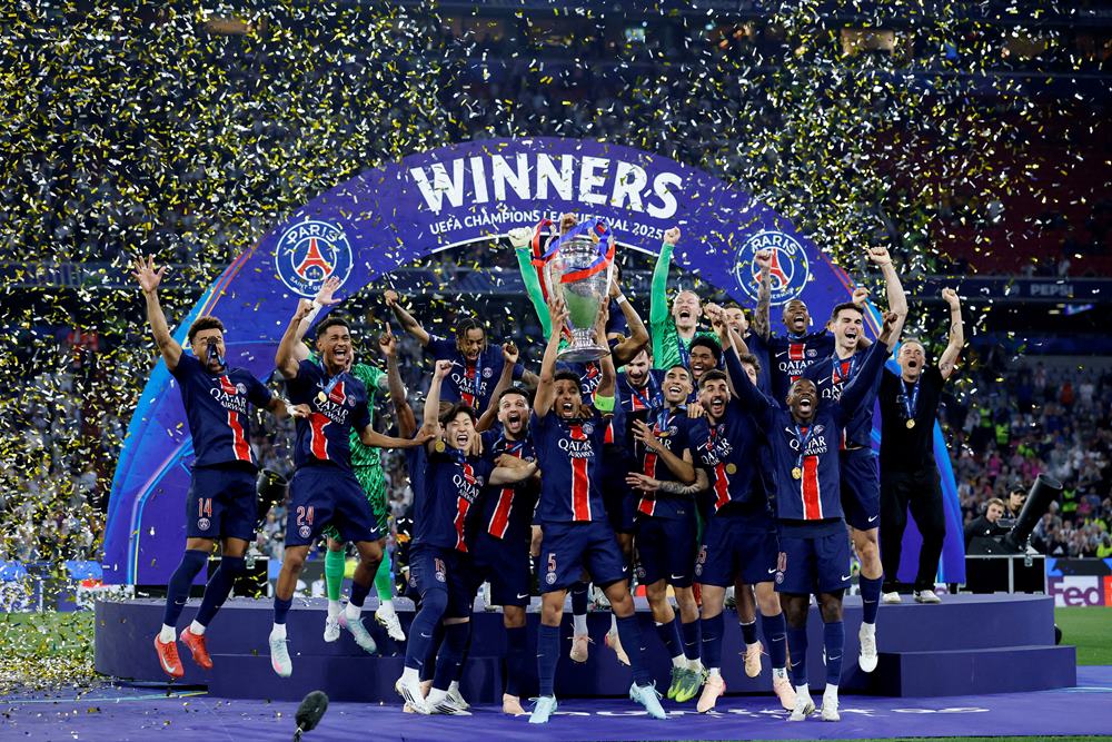 Paris Saint Germain (PSG) menjadi juara Liga Champion usai mengalahkan Inter Milan./ REUTERS/Peter Cziborra